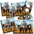 COWBOYS ON A HORSES LASSO RUSTIC COUNTRY MOUNTAINS WALL PLATES WESTERN ART DECOR COWBOYS ON A HORSES LASSO RUSTIC COUNTRY MOUNTAINS WALL PLATES WESTERN ART DECOR