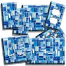 BLUE MOSAIC GLASS TILES STYLE LIGHT SWITCH OUTLET WALL PLATES KITCHEN HOME DECOR