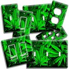 GREEN CANNABIS MARIJUANA LEAF LIGHT SWITCH OUTLET WALL PLATES NATURE ROOM DECOR GREEN CANNABIS MARIJUANA LEAF LIGHT SWITCH OUTLET WALL PLATES NATURE ROOM DECOR