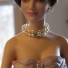 Genuine Double Pearl with Aquamarine Doll Necklace