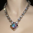 V necklace with AB crystal centerpiece