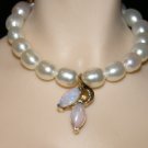 Double opal pearl necklace
