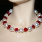 Red and White Necklace set