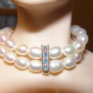 Double Pearl Strand with Swarovski Bar Centerpiece