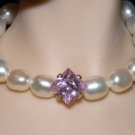 Princess Cut Pink Ice Pearl Necklace Set