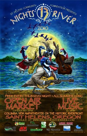 13 NIGHTS ON THE RIVER 2010 Poster â�¢ Free summer Concert Series. Saint Helens,OR