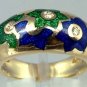 Sensational Enamel Solid 18k Gold Diamond Estate Ring