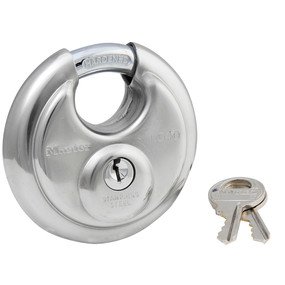 Master Lock 40KADPF Round Padlock with Shielded Shackle, Stainless Steel