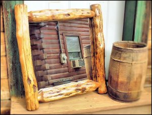 Handcrafted Black Locust Log Mirror