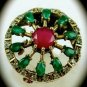 RARE Vintage Estate Ruby Emerald Gems SOLID 925 STERLING SILVER RING Size 7 Gold