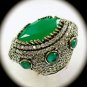 DIAMOND TOPAZ Estate Emerald Gemstones SOLID 925 STERLING SILVER RING 6.5 Gold