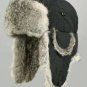 BLACK RABBIT FUR BOMBER TROOPER USHANKA SNOW HAT * XXL