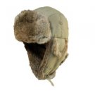 KHAKI * RABBIT FUR BOMBER TROOPER USHANKA SNOW SKI HAT