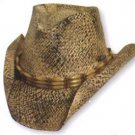 BLACK BROWN RAFFIA STRAW COWBOY HAT * Toby Keith Style