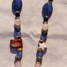 The Seaside: 8 - Jade Heart Pendant Beaded Necklace - Glass, Onyx, Rose Quartz, Lapis, Seashell