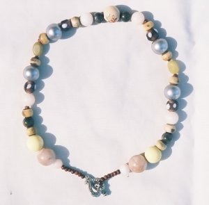 The Manor House: 7 - Natural Beaded Necklace - Plastic, Dyed Jade, Jasper, Glass, Faux Pearl