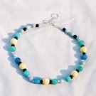 The Garden: 01 - Natural Beaded Necklace - Rose Quartz, Onyx, Dyed Jade, Plastic