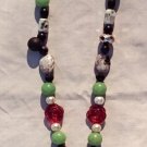 The Garden: 08 - Natural Beaded Pendant Necklace - Glass, Dyed Jade, Stone, Crystal, Plastic