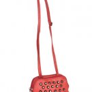 Small Red Lady Handbag Bag Purse w/Silver Gray Studs