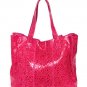 Leather Fuchsia Roses Women Design Handbag Bag Tote