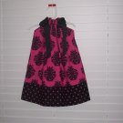 Boutique Hot Pink Black Damask Pillowcase Dress
