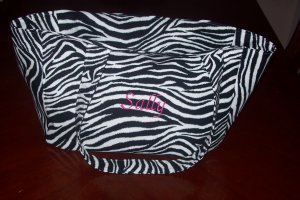 Monogrammed Zebra Print Tote Bag
