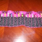 Hot Pink Black Damask Crayon Roll, Holds 16 Crayons
