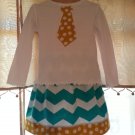 Tie Shirt w/Aqua Chevron Twirl Skirt
