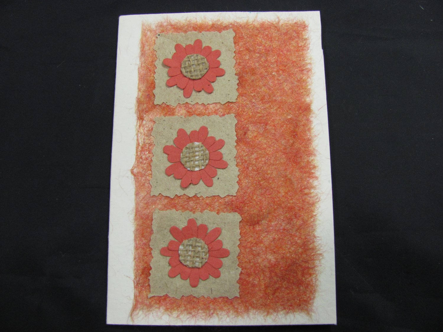 (FLR 42) Three Orange Flowers Handmade Greeting Card