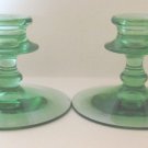 Better Green Glass Short Candlesticks