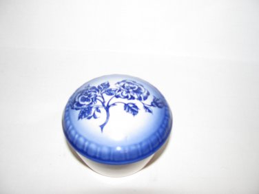 Vintage Flow Blue CarltonWare Round Trinket Box