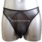 Men's Spandex Thong Underwear C-Thru Black sz-S-L#TH106