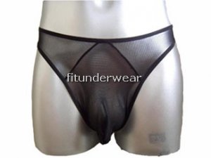Men's Spandex Thong Underwear C-Thru Black sz-S-L#TH106