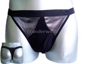 New Men's Sexy Brief Spandex Thong Underwear Black with Silver Lingerie #TH138