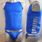 Men's Sexy Stretch Briefs Bodysuit Blue 2pcs #BD74