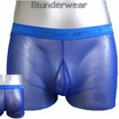 New Men's Sexy Stretch Boxer Underwear C-Thru Blue Lingerie #BX136