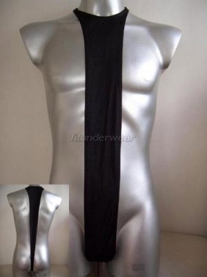 Men's Sexy Spandex Thong Bodysuit Black Lingerie #BD96