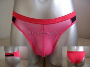 Men's Stretch Brief Underwear C-Thru Pink Lingerie #BR102