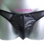 Men's Sexy Brief Leather w/Zip C-Thru Underwear #BR127