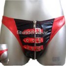 New Men's Sexy Satin Thong Underwear Red with Black Lingerie #TH127