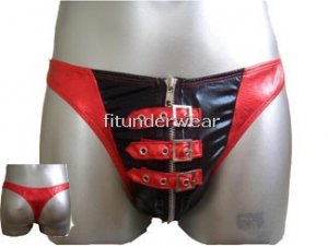 New Men's Sexy Satin Thong Underwear Red with Black Lingerie #TH127