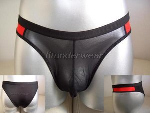 New Men's Sexy Brief Underwear C-Thru Black Lingerie #BR97