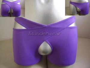 New Men's Sexy Stretch Boxer Underwear Purple Lingerie 2in1 #BX57