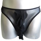 New Men's Sexy Brief Underwear C-Thru Black Lace Lingerie #BR100