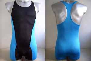 New Men's Sexy Stretchy Boxer Underwear Bodysuit Blue Athletisch #BD62