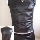 New Men's Sexy Stretchy Boxer Underwear Bodysuit Black PVC Lingerie #BD42