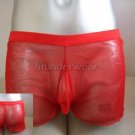 New Men's Sexy Stretch Boxer Underwear C-Thru Red Lingerie #BX108
