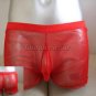 New Men's Sexy Stretch Boxer Underwear C-Thru Red Lingerie #BX108