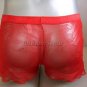 New Men's Sexy Stretch Boxer Underwear C-Thru Red Lingerie #BX108