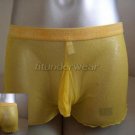 New Men's Sexy Stretch Boxer Underwear C-Thru Yellow Lingerie #BX106
